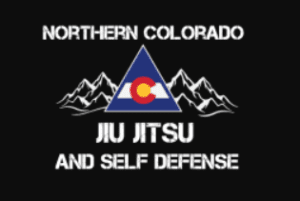 Logo for Northern Colorado Jiu Jitsu and Self Defense, featuring a mountain design and the Colorado state flag.